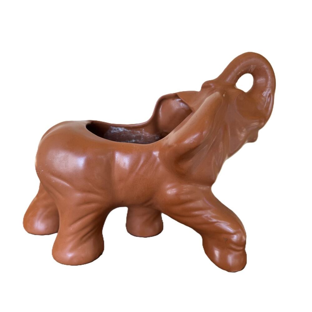 Vtg Large Van Briggle Pottery Planter Brown Matte Elephant Figurine